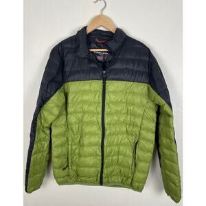 HAWKE & CO men's down jacket green black size S small puffer coat winter camping